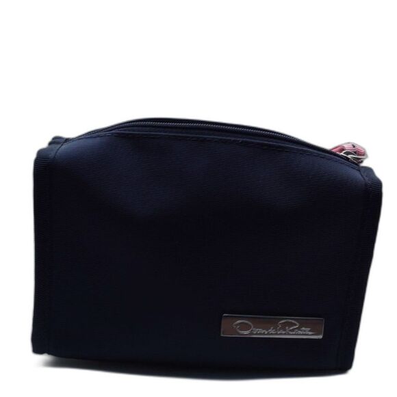 Oscar de la Renta‎ Navy Makeup Bag Travel Pouch Cosmetic Case Organizer - Picture 2 of 5